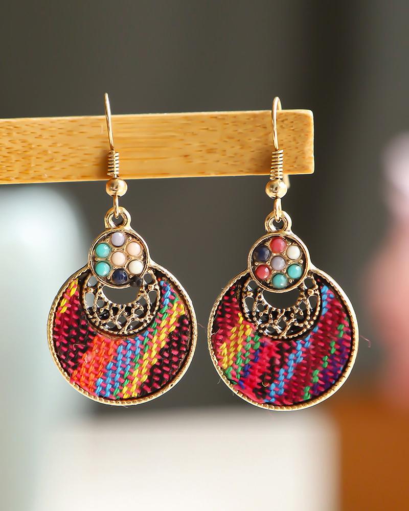 

1Pair Rhinestone Decor Hollow Out Drop Earrings, Multicolor