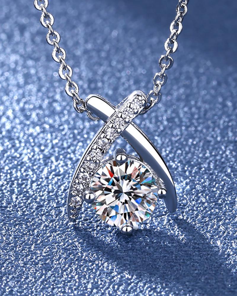 

Crisscross Rhinestone Chain Necklace, Silver