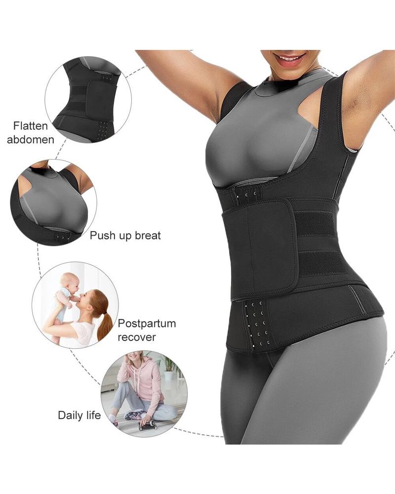 

Waist Trainer Compression Vest Tummy Control Adjustable Belt Sports Fitness Body Shaping Shapewear, Black