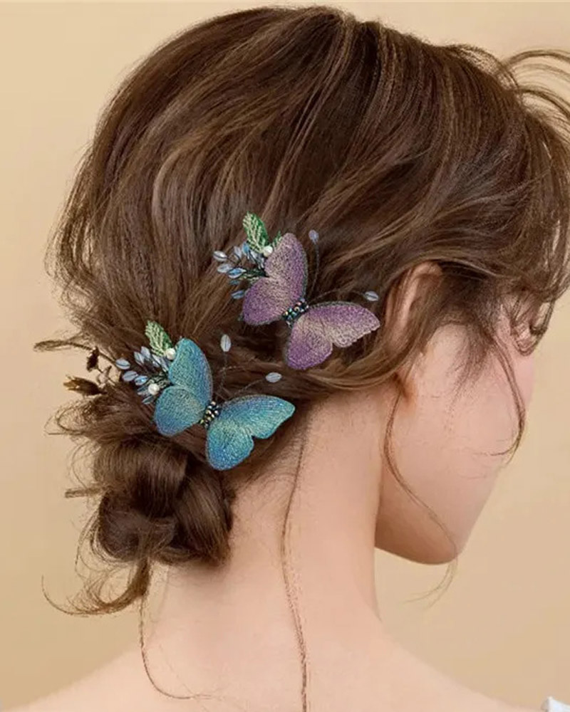 

Embroidery Butterfly Hair Clip, Blue