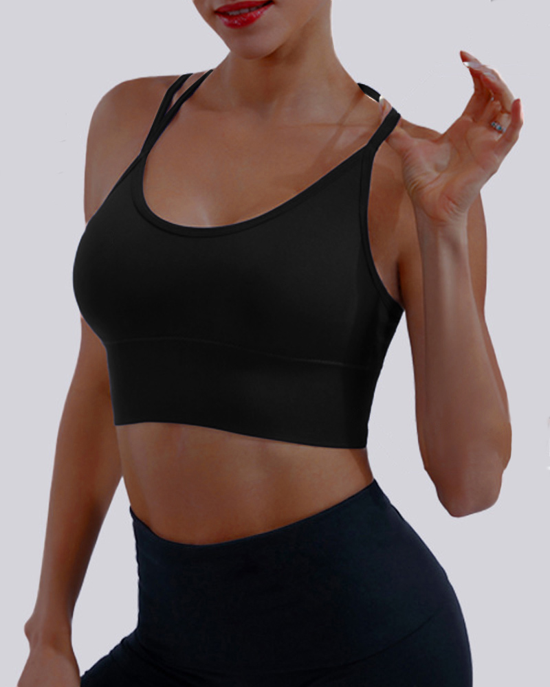 

Crisscross Backless Sports Bra, Black