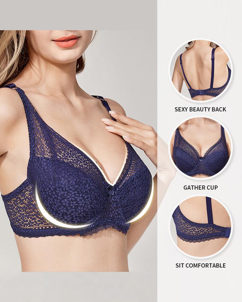 

Push Up Crochet Lace Bra, Blue