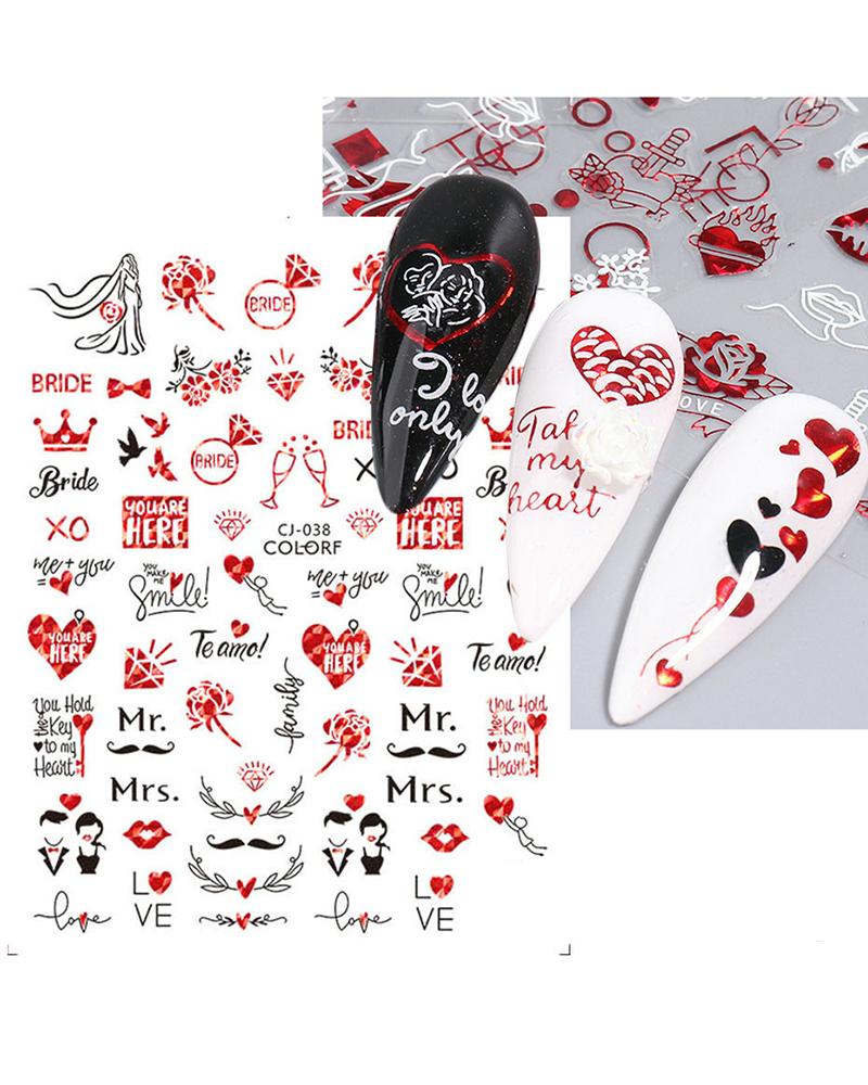 

1Sheet Valentine's Day Heart Nail Stickers Sexy Lady Nail Decal, Style2
