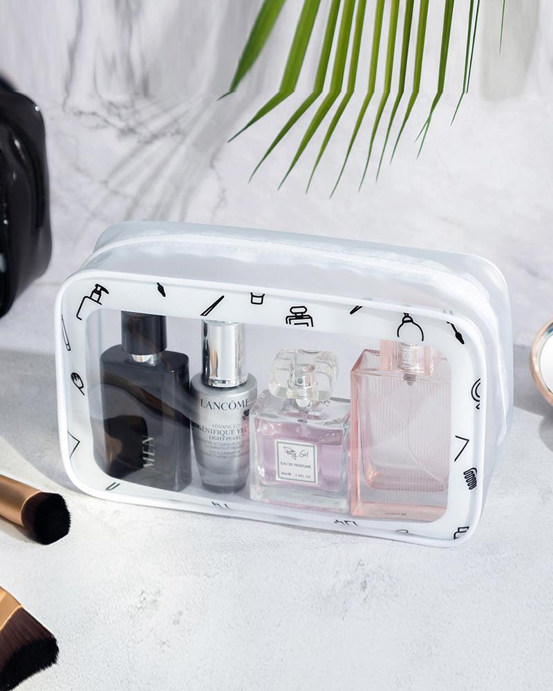 

Clear Makeup Bag Portable Cosmetic Beauty Travel Pouch Multifunctional Case Toiletry Organizer, White
