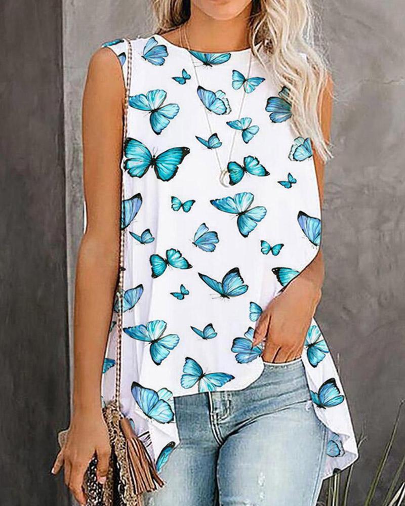 

Multi-butterfly Sleeveless Loose Tanks, Style2