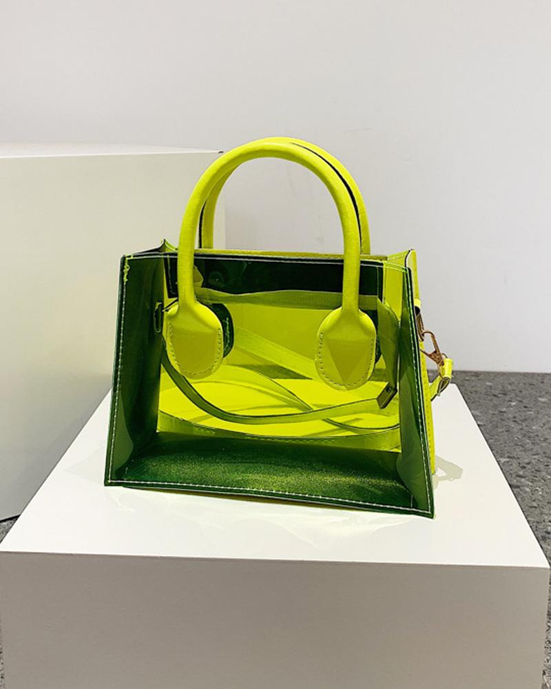 

Clear Shoulder Bag With Handle, Green