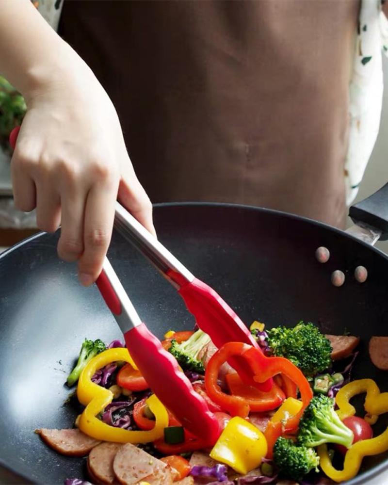 

Silicone Food Tong Stainless Steel Non-Slip Kitchen Tongs, Red