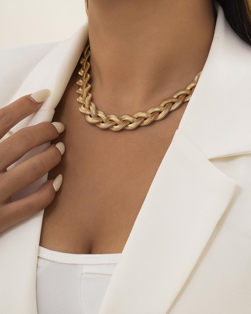 

Braided Simple Chain Necklace, Gold