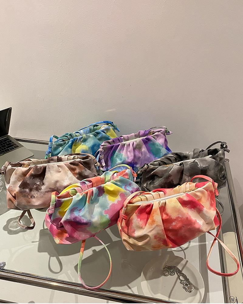 

Tie Dye Print Ruched Shoulder Bag, Multicolor