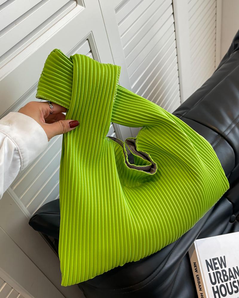 

Vintage Ruched Sqaure Plain Handbag, Green