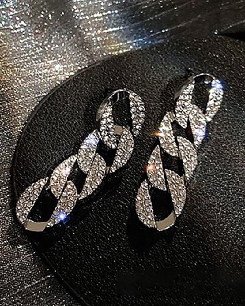 

1Pair Chain Pattern Studded Drop Earrings, Style1