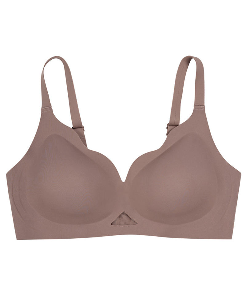 

Cutout Seamless Asymmetrical Wireless Bra, Coffee