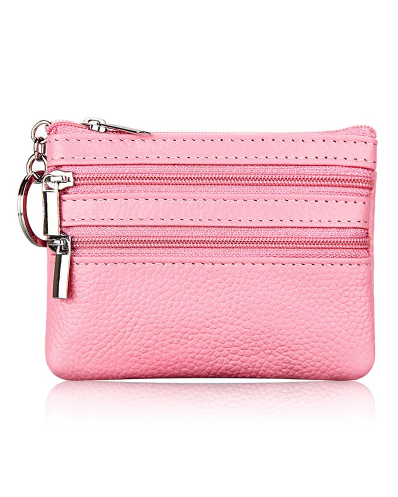 

Women's Leather Zipper Design Wallet Purse, Pink