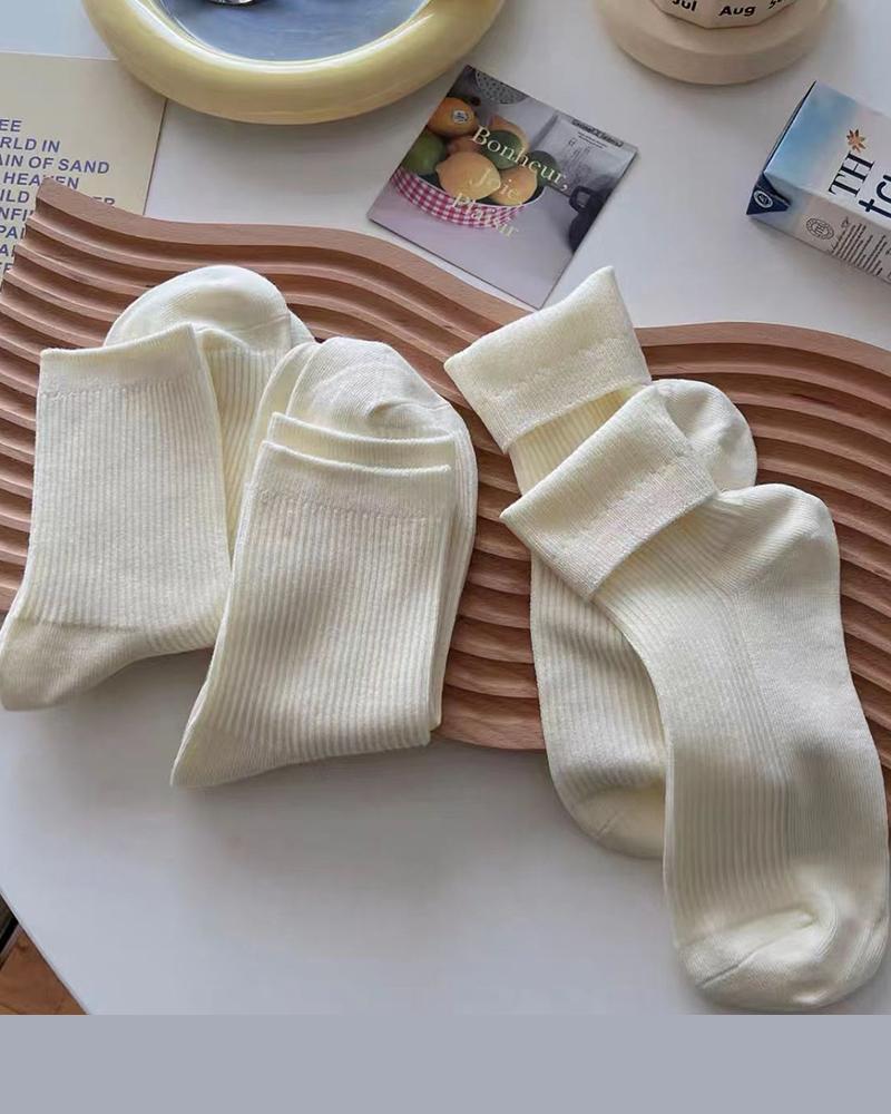 

1Pair Plain Warm Soft Socks, Nude