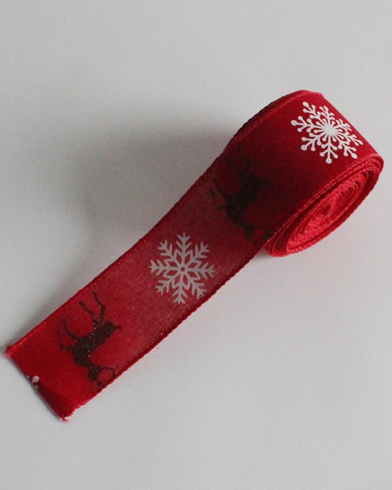 

Christmas Snowflake Elk Gift Ribbon Decoration, Red