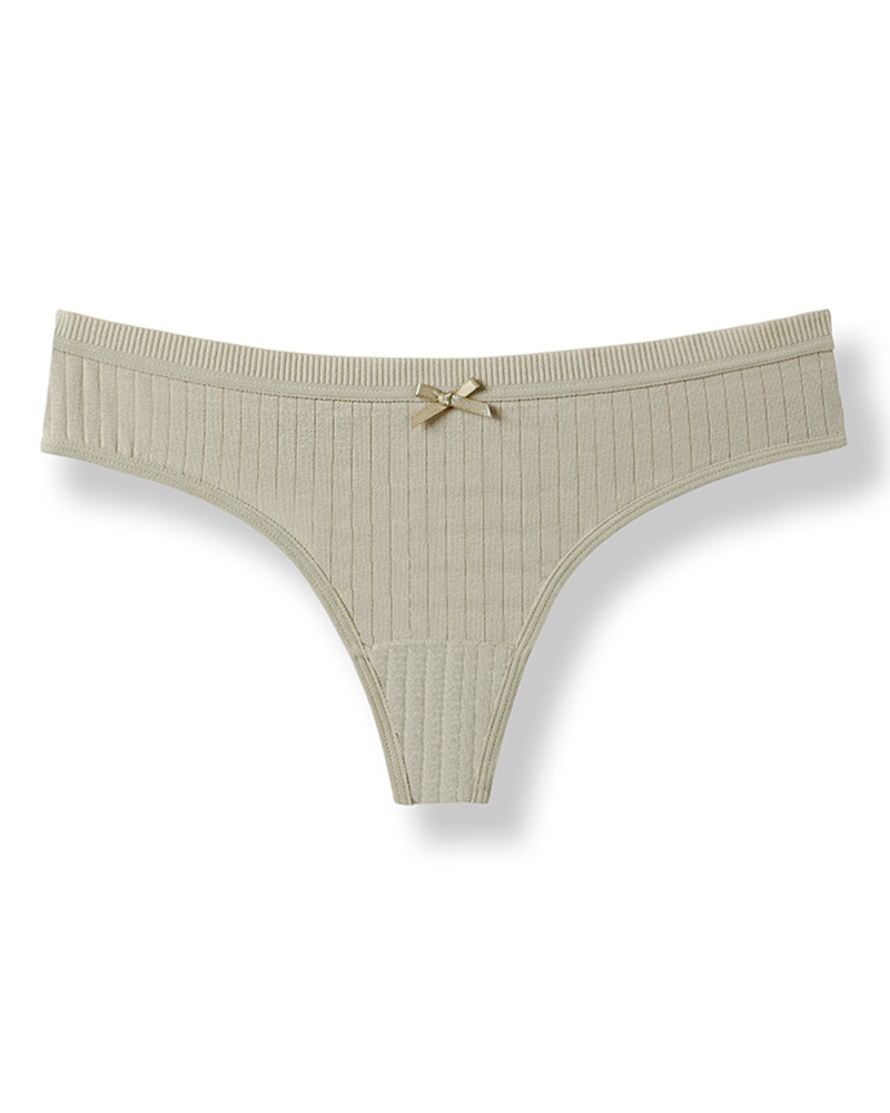 

Splicing Bow Low Waist Skinny Panties, Army green