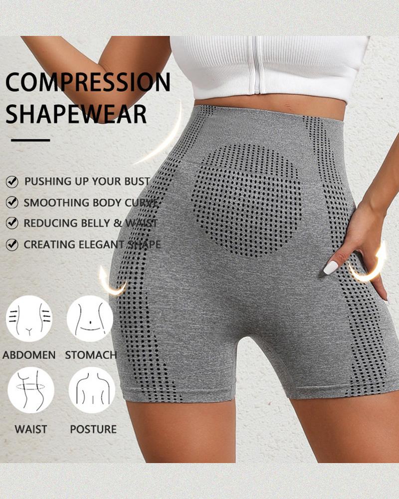 

Moldeador de cintura alta ShapeSculpt de ChicMe, moldeador de abdomen, pantalones cortos de entrenamiento sin costuras para levantar los glúteos, Gray