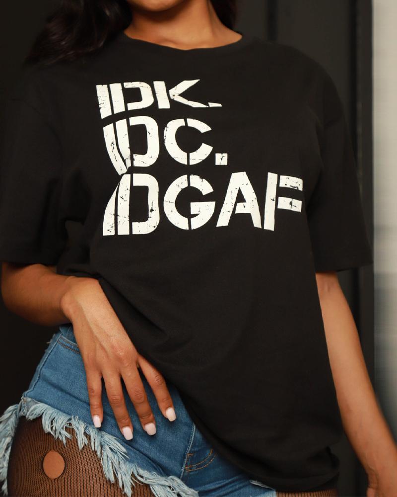 

Letter Print Short Sleeve Casual T-shirt, Black