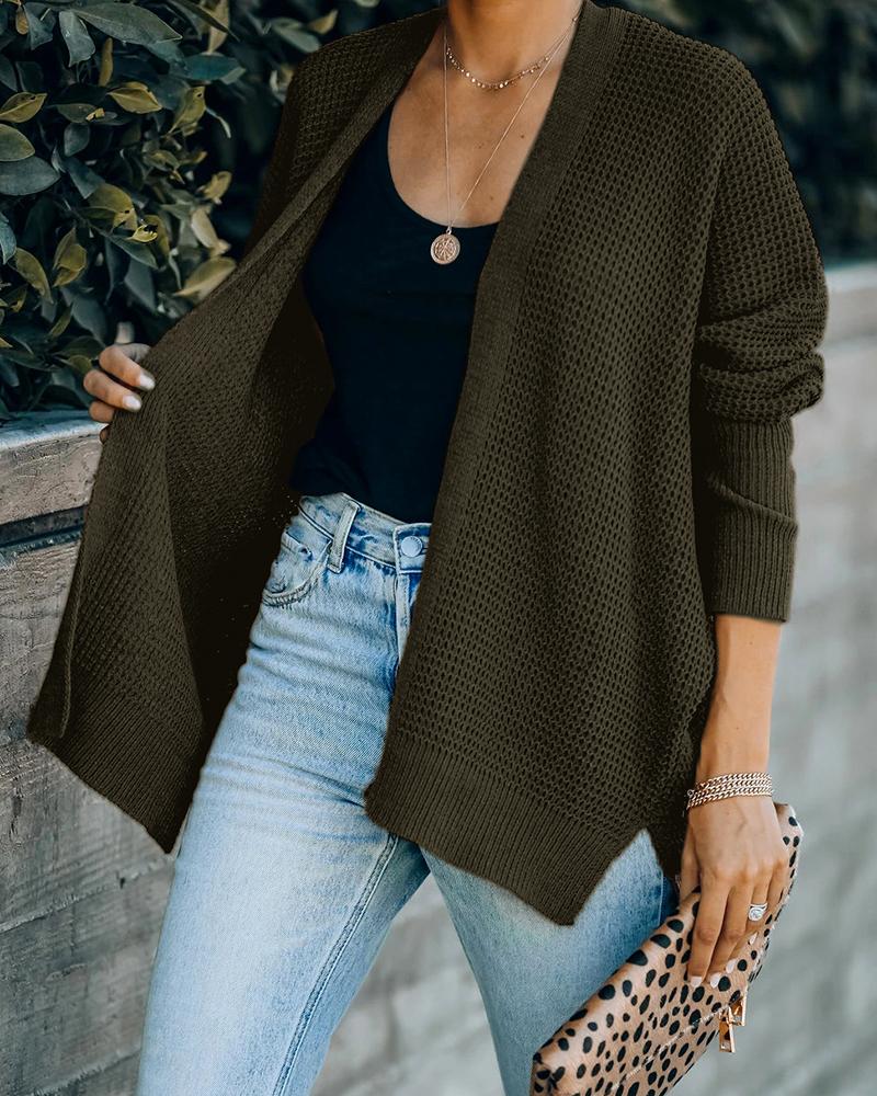 

Long Sleeve Open Front Cardigan, Green