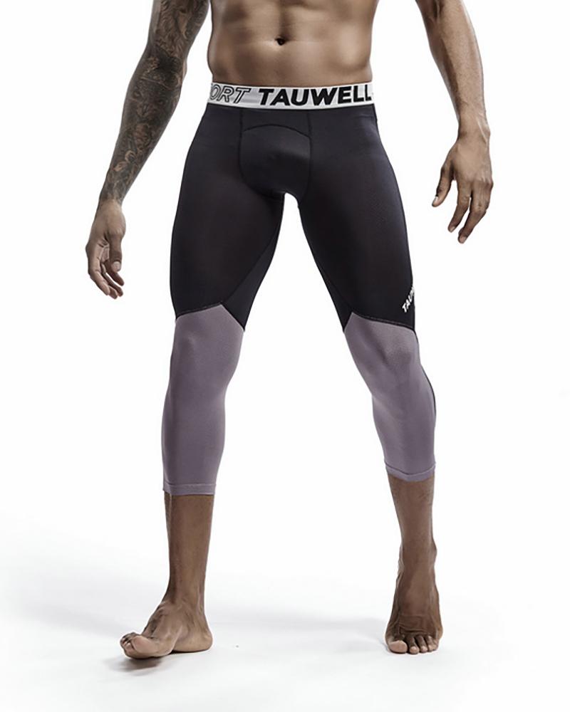 

Men Colorblock Letter Print Skinny Yoga Leggings, Black