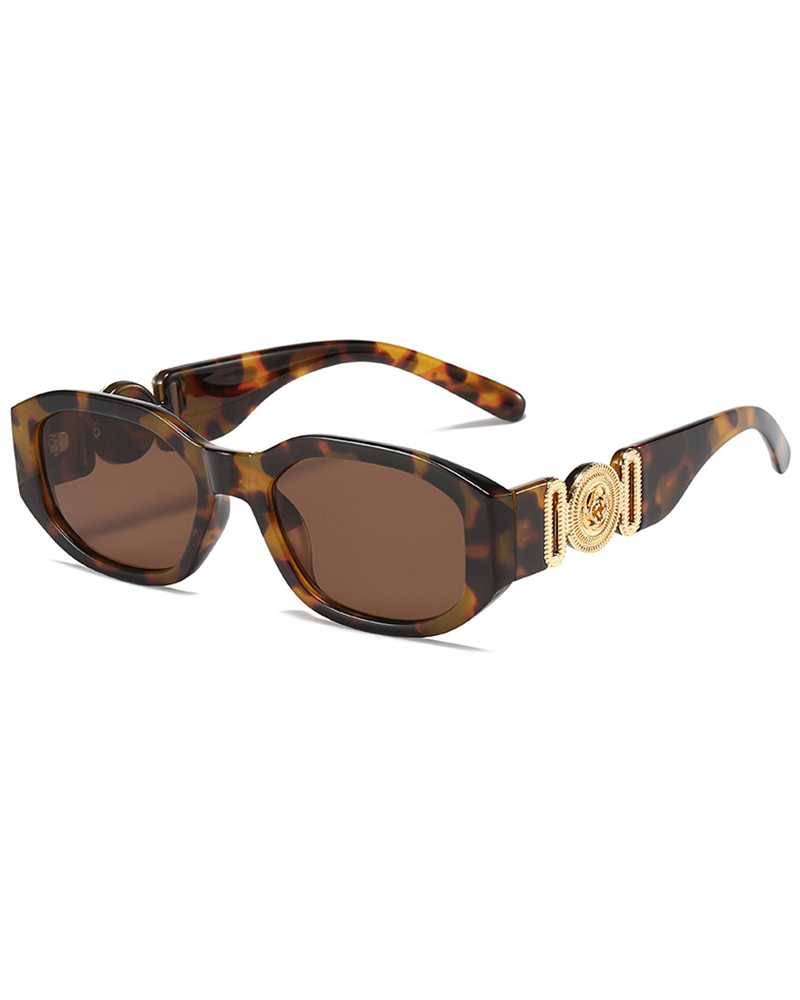 

1Pair Retro Wide Frame Square Rectangle Sunglasses, Leopard