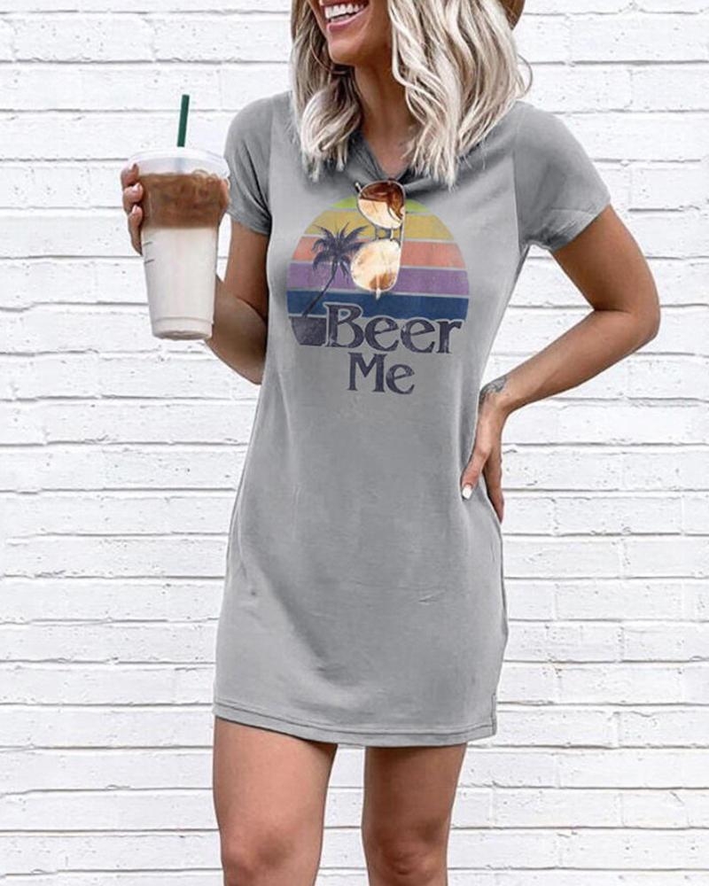 

Beer Me T-Shirt Mini Dress, Gray