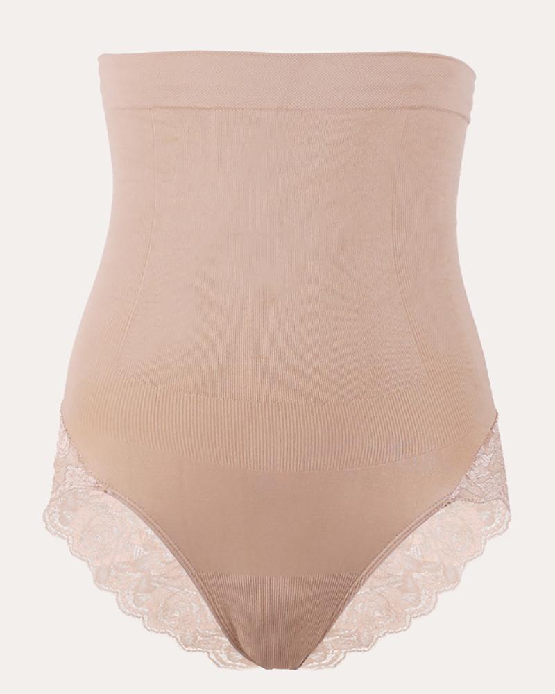 

Crochet Lace Tummy Control Shapewear Slimming Panty, Nude