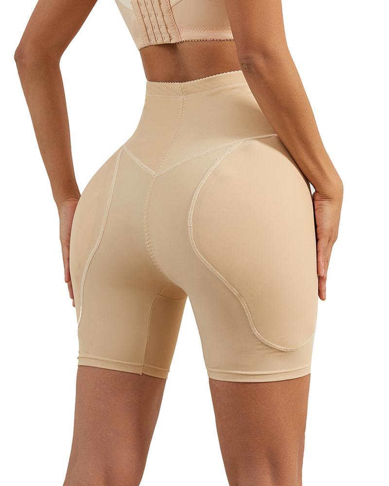 

Hook Front Tummy Control Padded Butt Lifting Shapewear, Nude