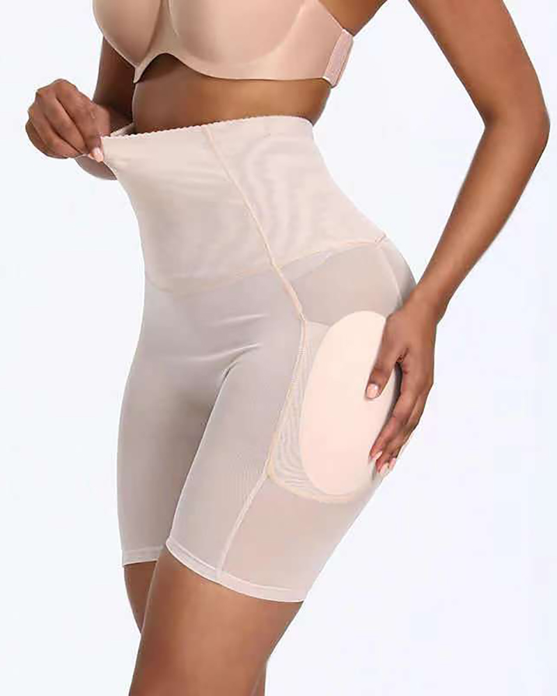 

Padded Hip Butt And Enhancer Underwear Lifter Middle Waist & Bust Breast Shaper Panties, Nude