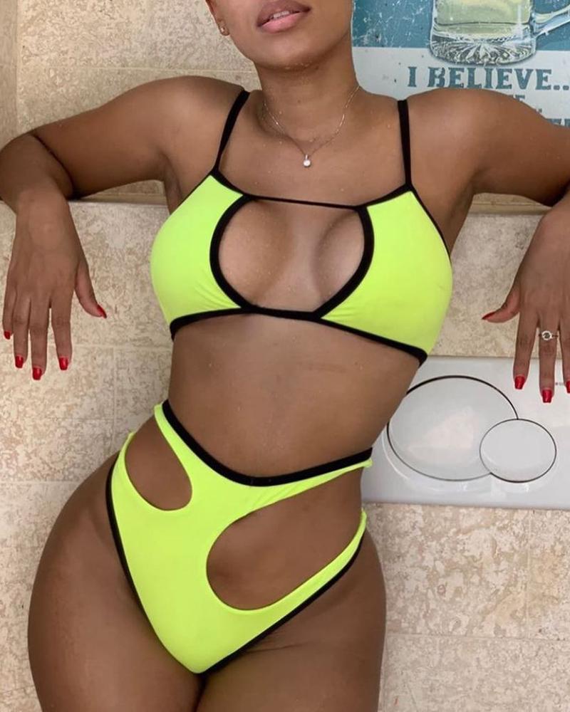 

Cutout Colorblock Bikini Set, Yellow