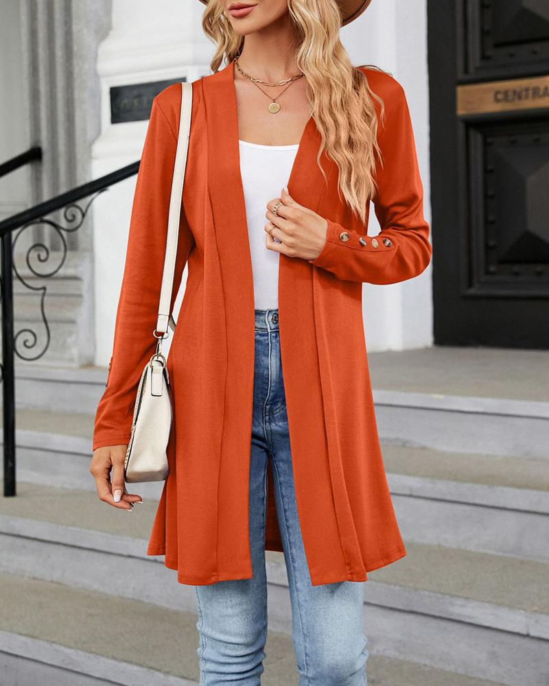 

Open Front Buttoned Longline Knit Cardigan, Orange