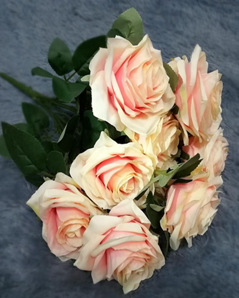 

Artificial Flowers Silk Roses Fake Bridal Wedding Bouquet for Home Garden Party Floral Decor 10 Pcs, Champagne
