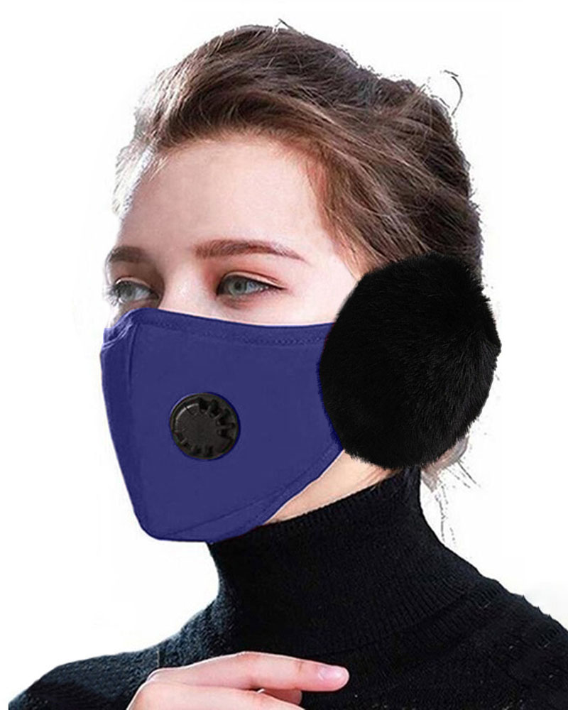 

PM2.5 Valve Face Mask With Earflap, Dark blue