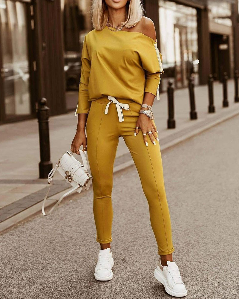 

Tape Patch Long Sleeve Top & Pants Set, Yellow