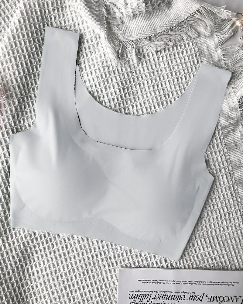 

Seamless Push Up Sleeveless V Neck Bralette, White