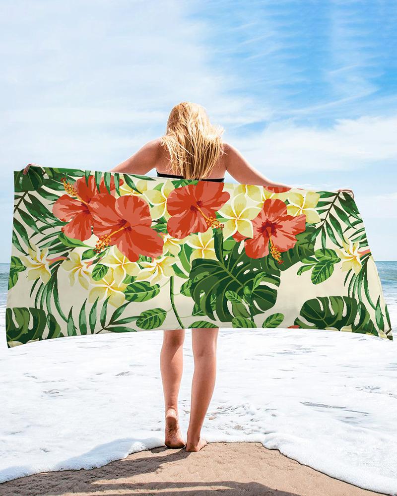

1pc Tropical Print Large Beach Blanket Bath Towel, Style3