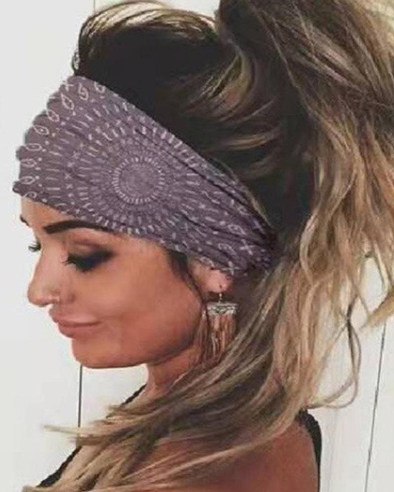 

Floral Wide Yoga Sports Headband, Gray