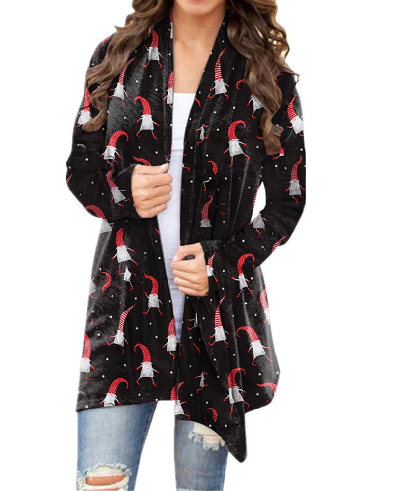 

Christmas Santa Claus Letter Print Open Front Cardigan, Style2