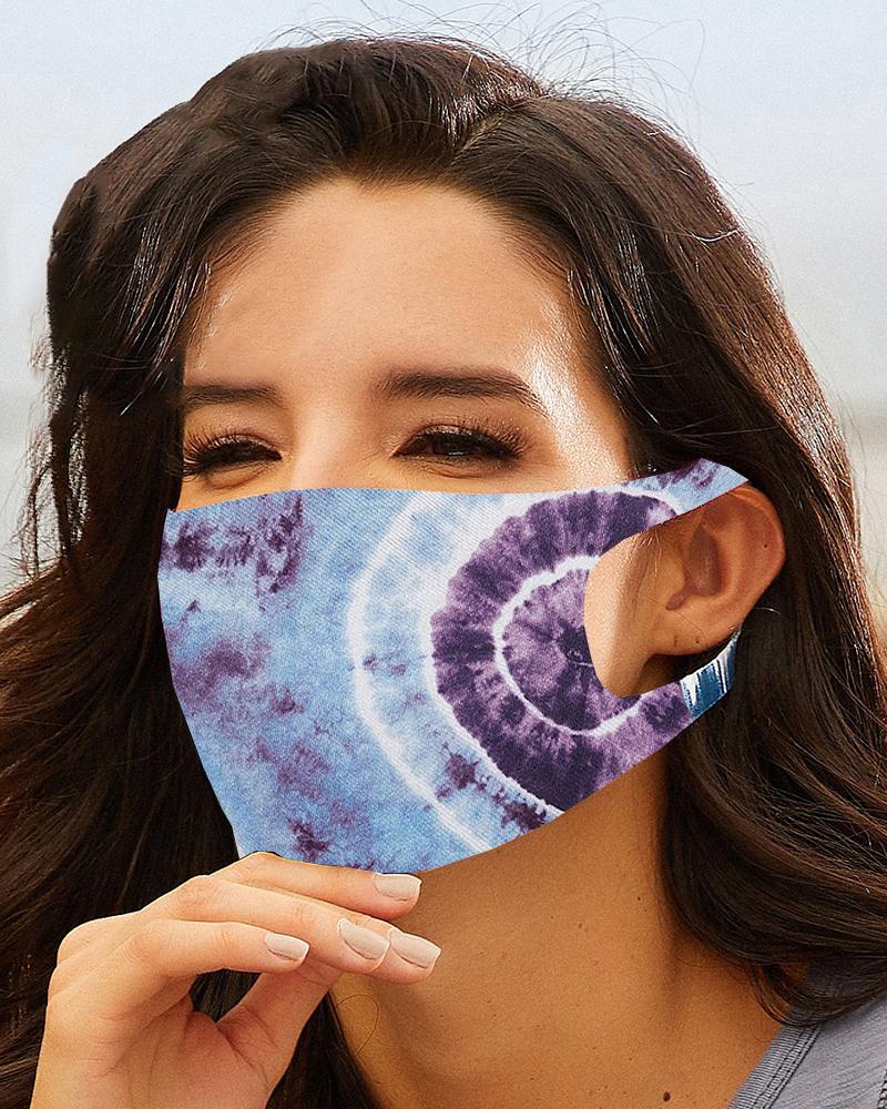 

Tie Dye Print Breathable Mouth Mask Washable And Reusable, Blue