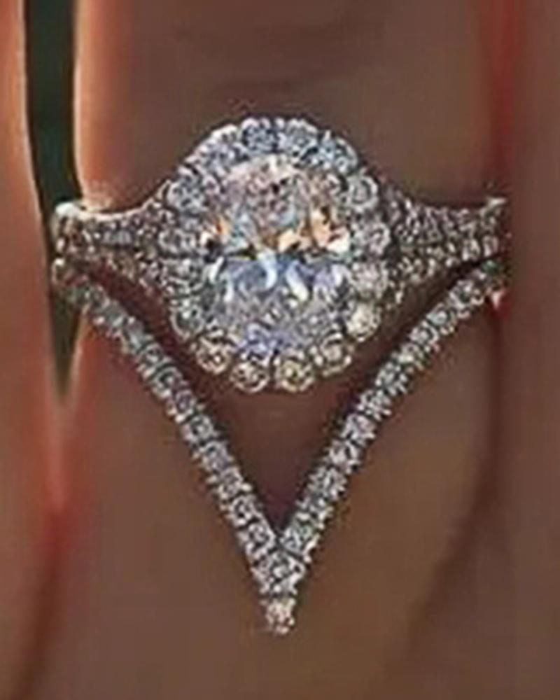 

1pc Geometric Zircon Wedding Bridal Ring, White