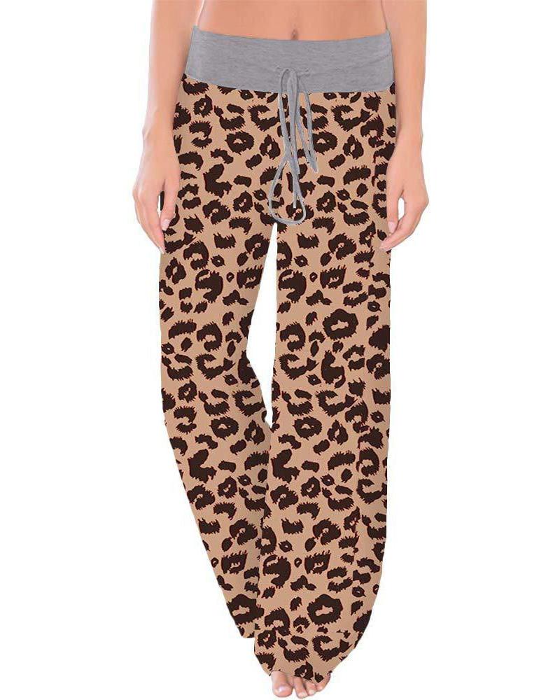 

Cheetah Print Wide Leg Drawstring Pants, Coffee