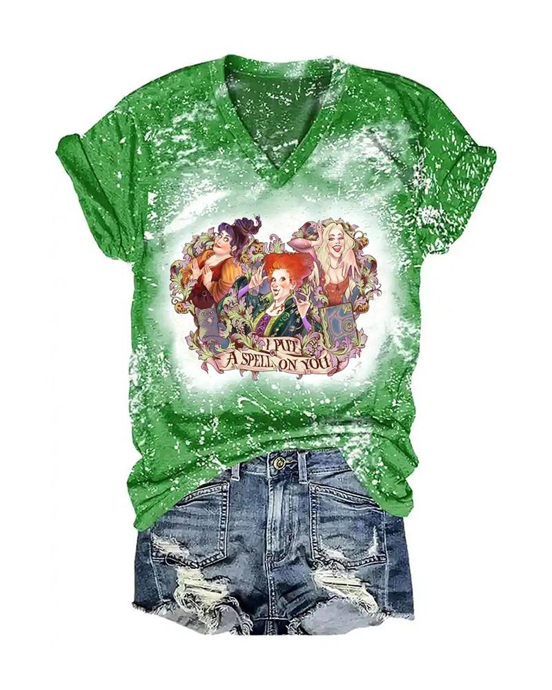 

Halloween Figure Print Casual T-shirt, Green