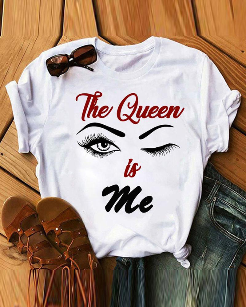 

Letter Figure Print Short Sleeve Casual T-shirt, White