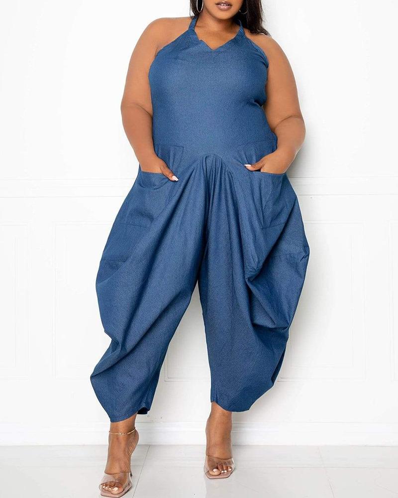 Plus Size Halter Harem Jumpsuit