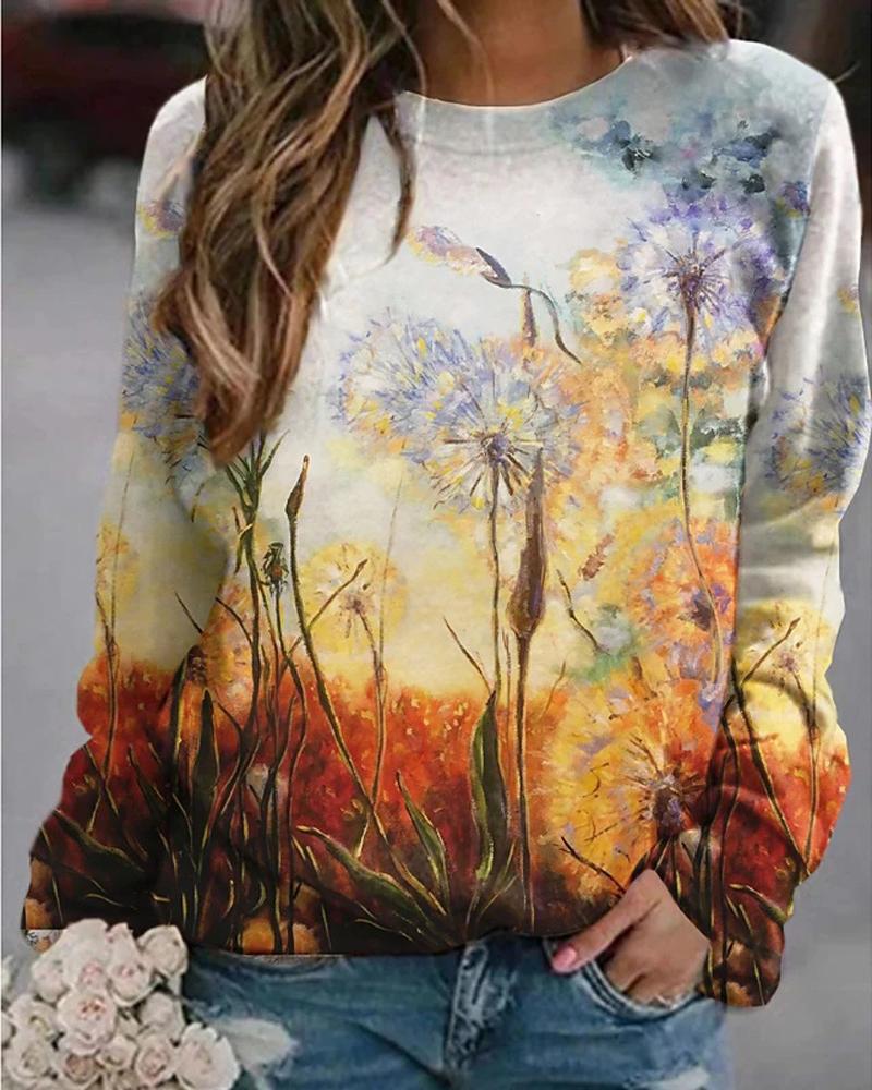 

Floral / Butterfly / Galaxy / Landscape Print Long Sleeve Top, Style5