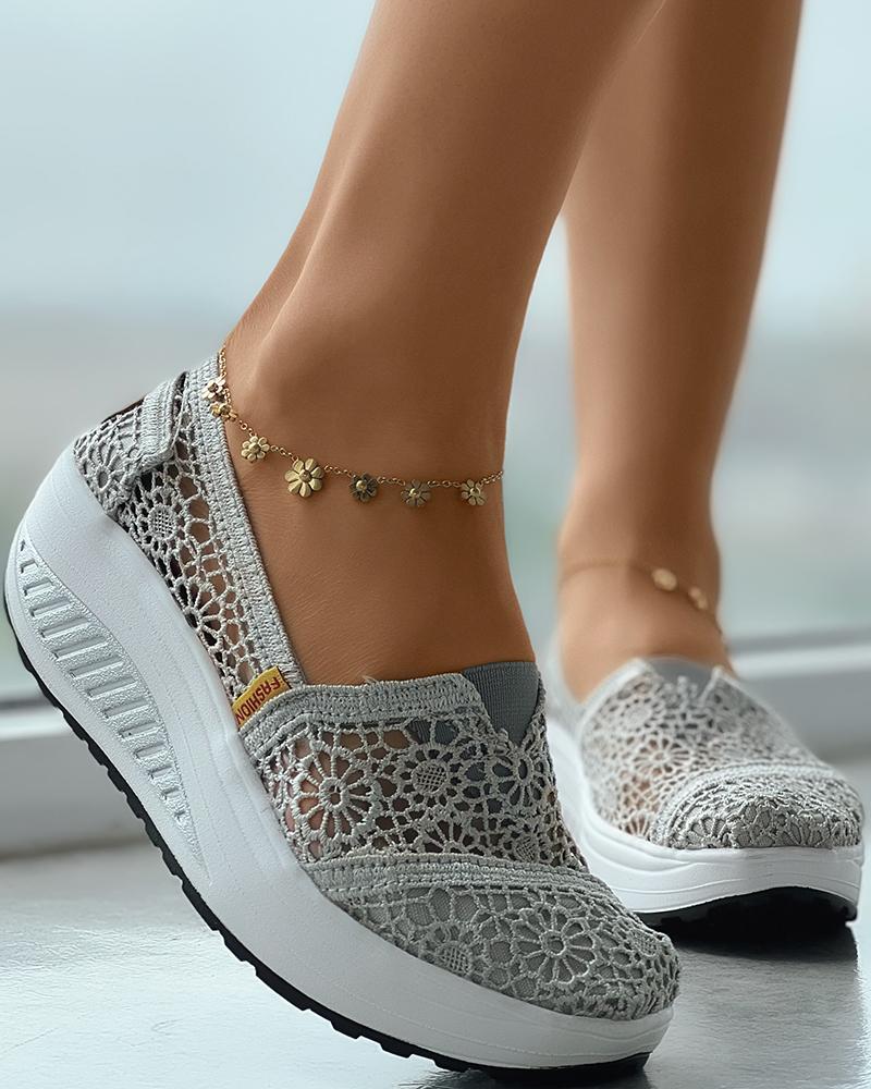 

Slip-on Lace Muffin Sneakers, Gray