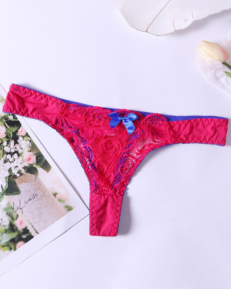 

Lace Seeing Through Hollow-out Low Waist Skinny Sexy Panties, Wine red