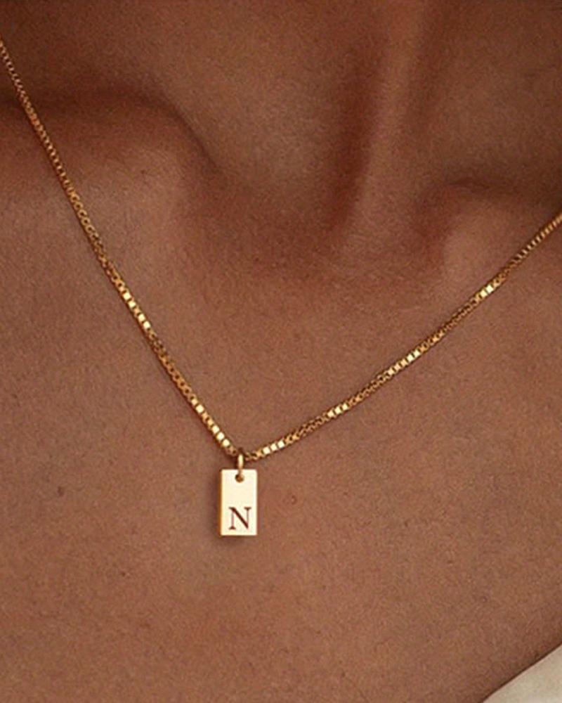 

1pc Alphabet Letter Engraved Pendent Necklace, Style14