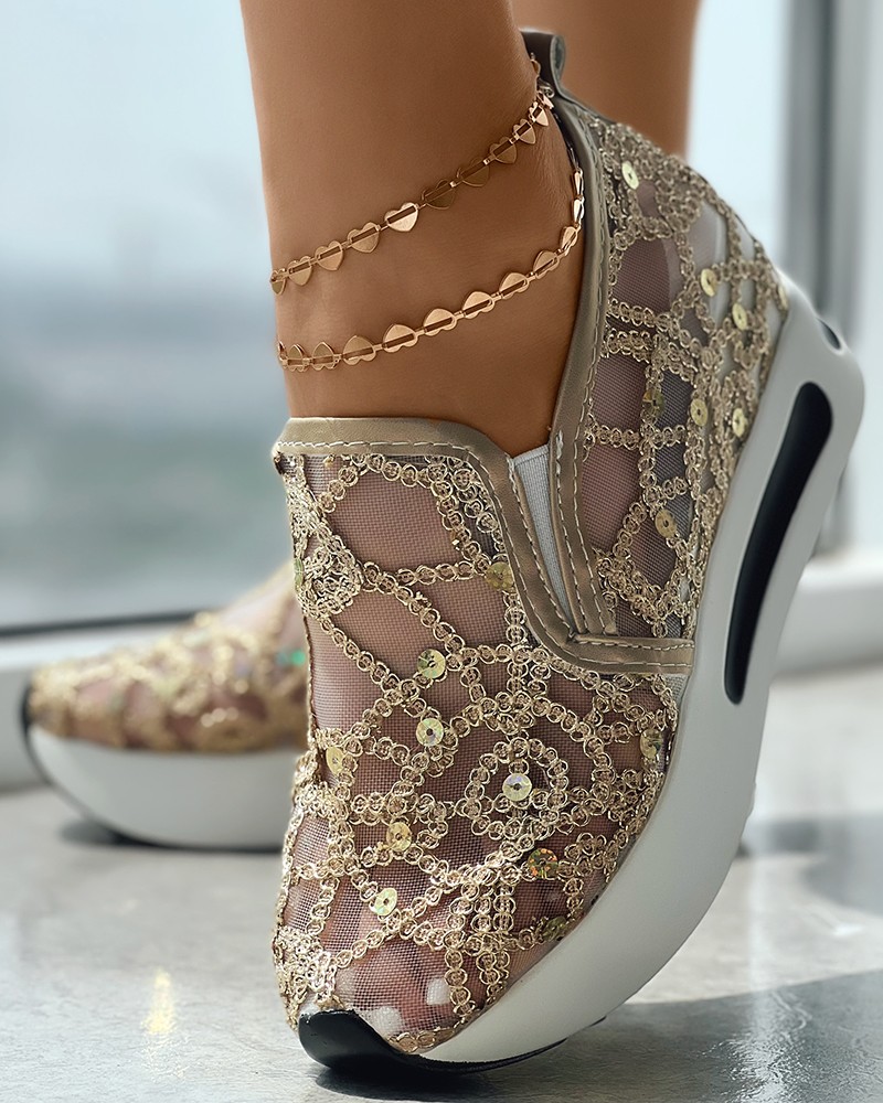 Gold 2024 rhinestone sneakers