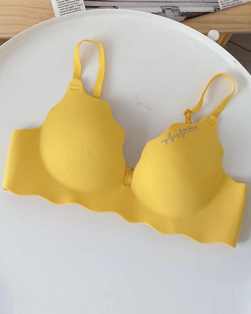 

Scallop Trim Seamless Wireless Lift Bralette, Yellow